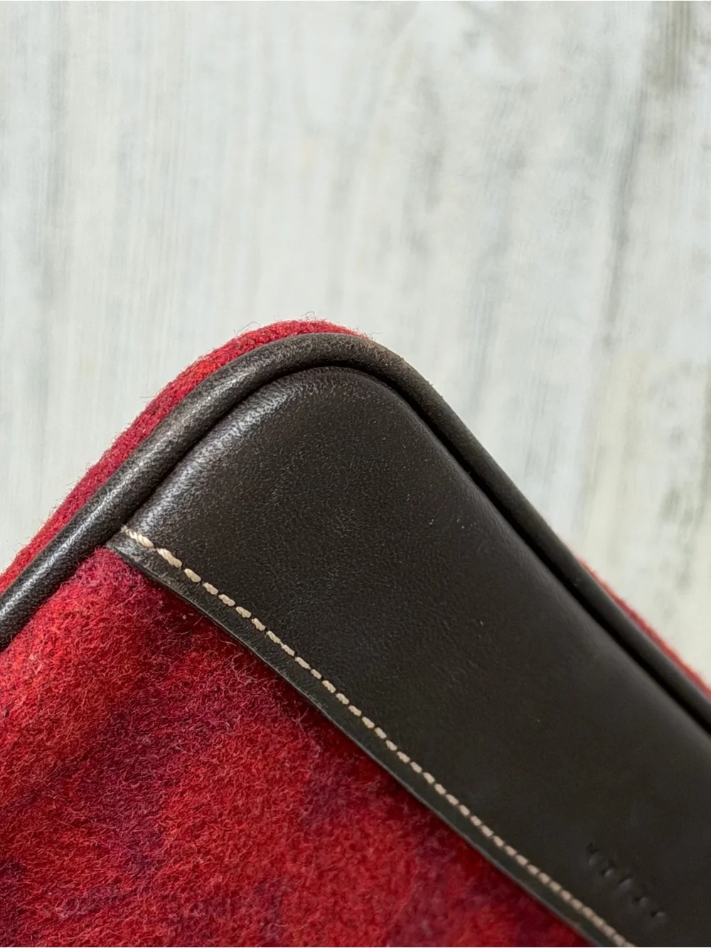 Coach Red and Brown Signature Zip Wristlet